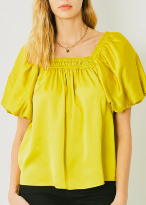 Fluff It Up Blouse | Chartreuse