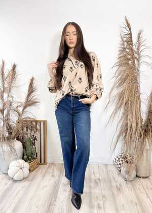 Spiced Latte Embroidered Top | Coffee