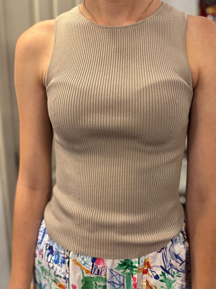 The Weekend Ribbed Tank | Mushroom