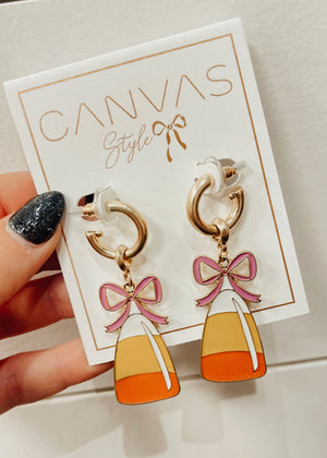 
            
                Load image into Gallery viewer, Canvas Enamel Earring | Candy Corn
            
        