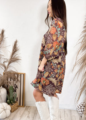Autumn Bloom Mini Dress | Brown