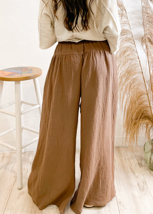 A Shot Of Espresso Wide Leg Gauze Pant | Brown