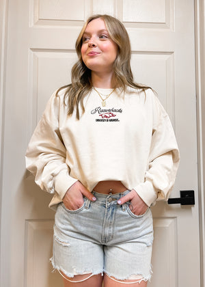 Livy Lu Arkansas Razorback Embroidered Script Sweatshirt | Cream