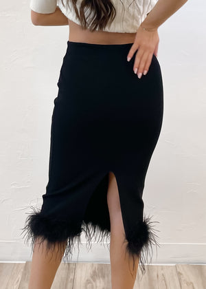 Lucy Paris Jamila Feather Skirt | Black