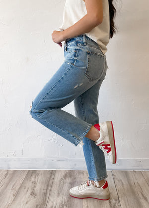 HIDDEN TRACEY HIGH RISE CROPPED STRAIGHT JEAN | MEDIUM