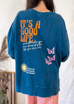 It's A Good Life - Mineral Wash Pullover (Deep Ocean)