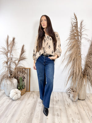 Spiced Latte Embroidered Top | Coffee