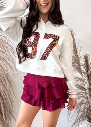 Wildly Cozy 87 Cropped Varsity Sweatshirt | Gray
