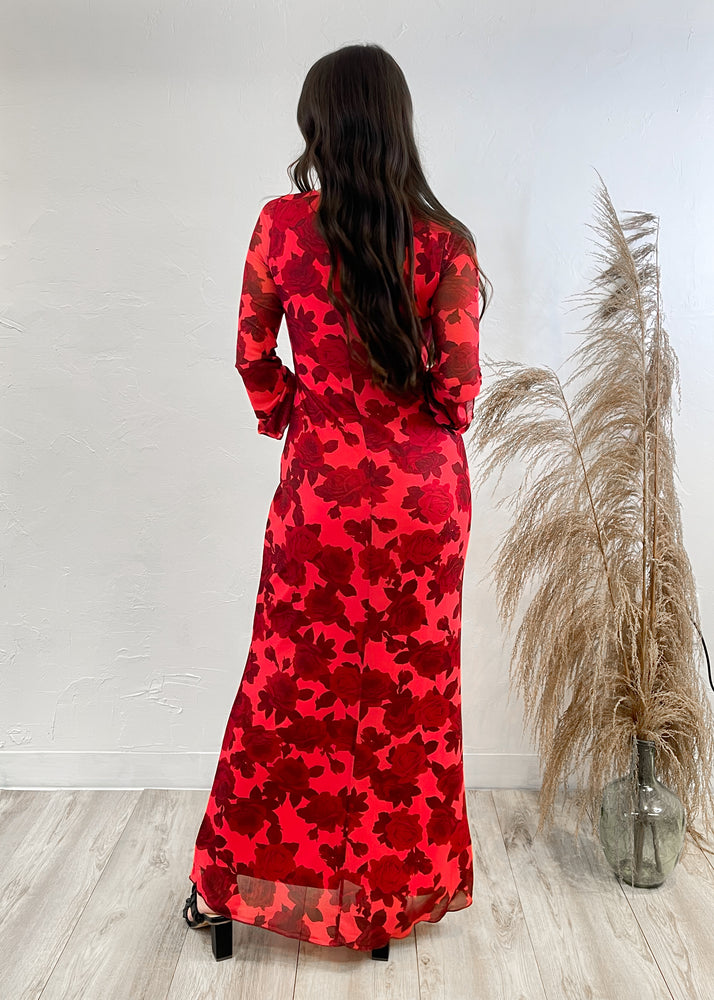 Provence Bloom Floral Maxi Dress | Red