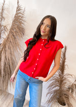 The Piper Vest Cardigan | Tomato Red