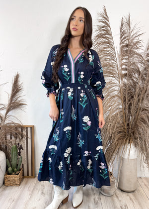 Falling Foliage Midi Dress | Midnight