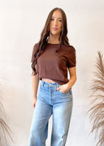 Harvest Patch Scallop Edge Crop T-Shirt | Chocolate