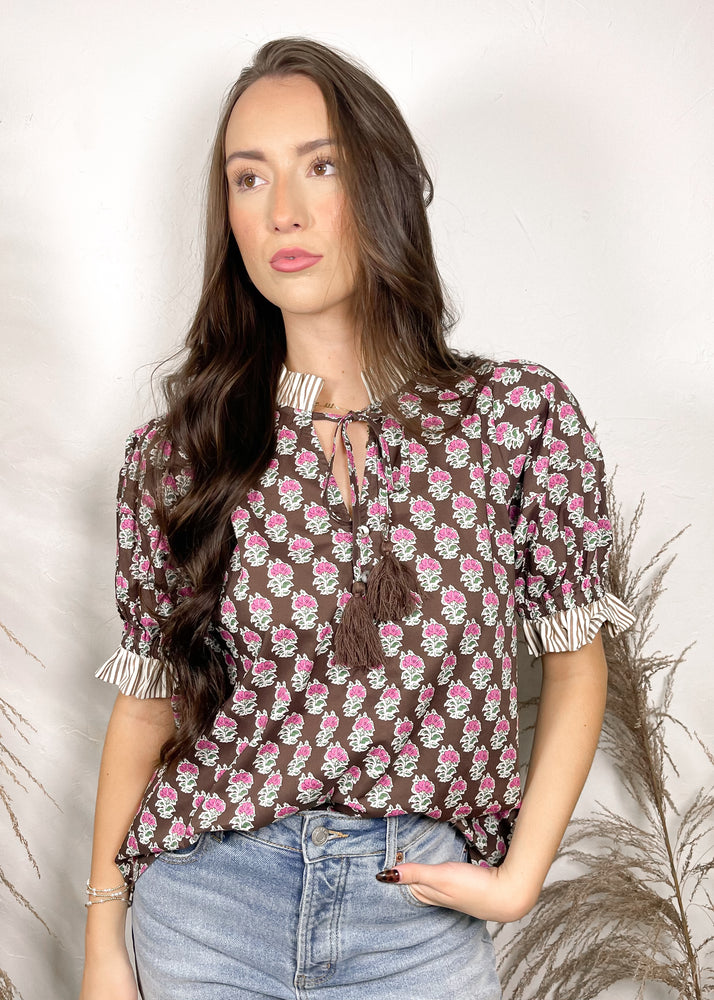 Orchard Bloom Floral Top | Brown