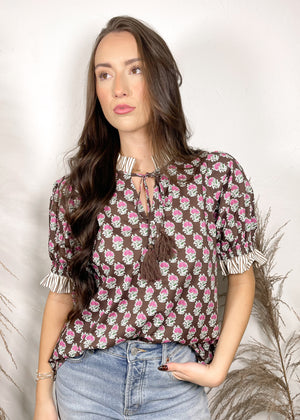 Orchard Bloom Floral Top | Brown