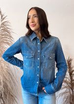 HIDDEN BASIC FIT WESTERN ABBY SHIRT | MEDIUM DARK
