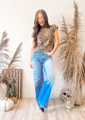 Feral Fall Leopard Mockneck Top