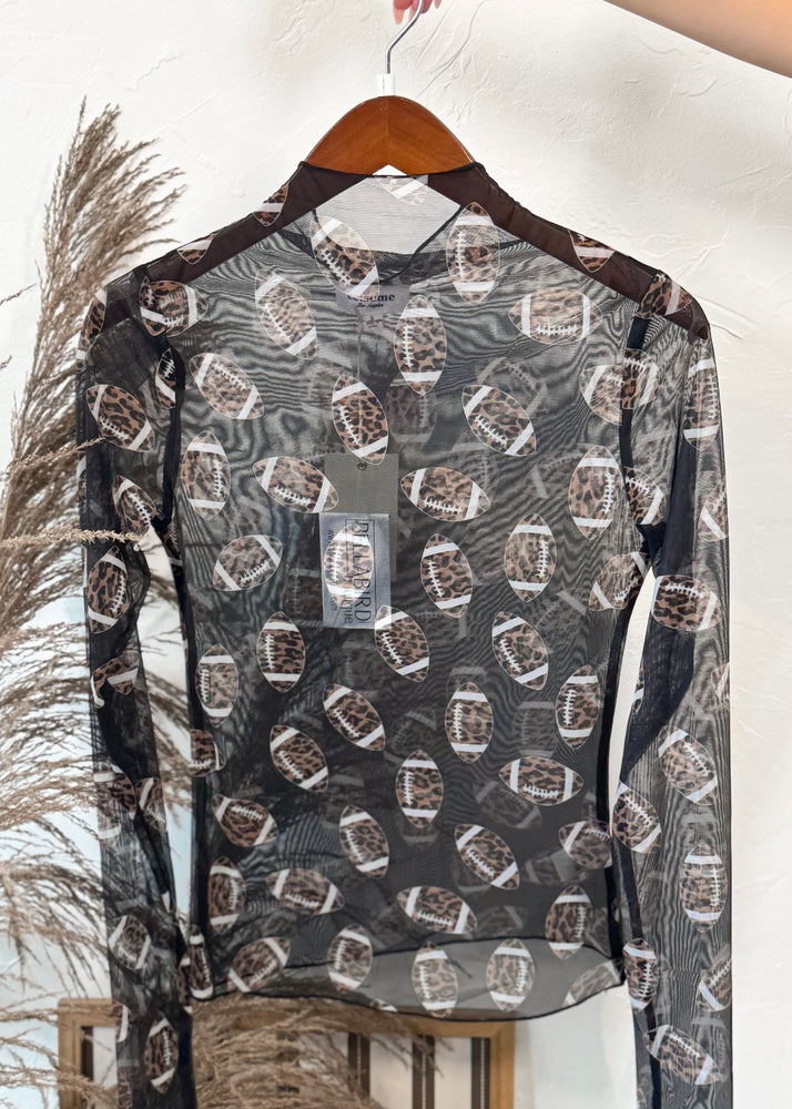 Touchdown Lace Long Sleeve Top | Black