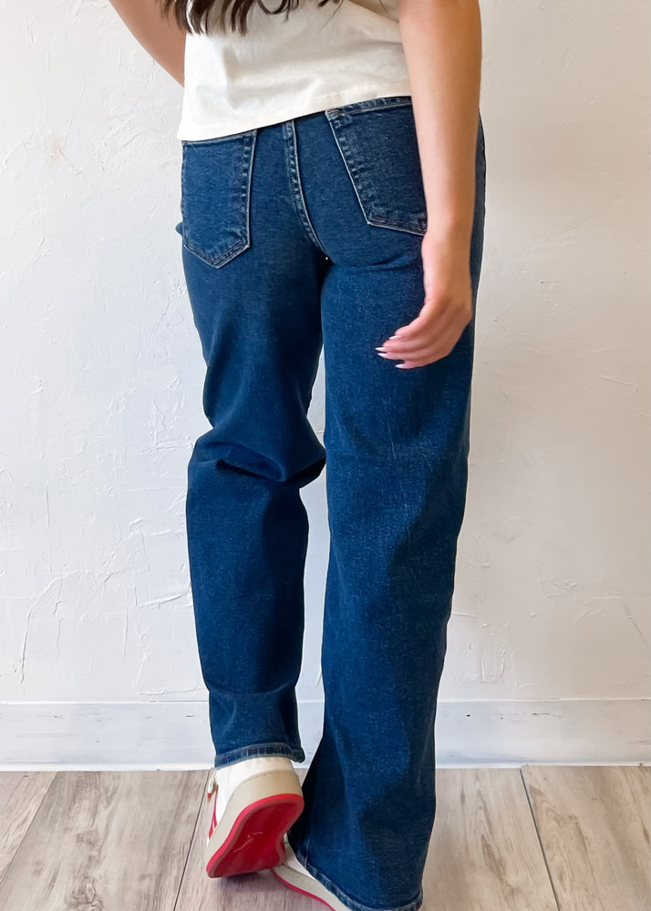 JBD Blair Mid Rise Slim Wide Leg Pant | Dark