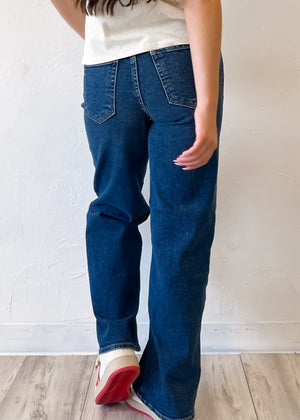 JBD Blair Mid Rise Slim Wide Leg Pant | Dark