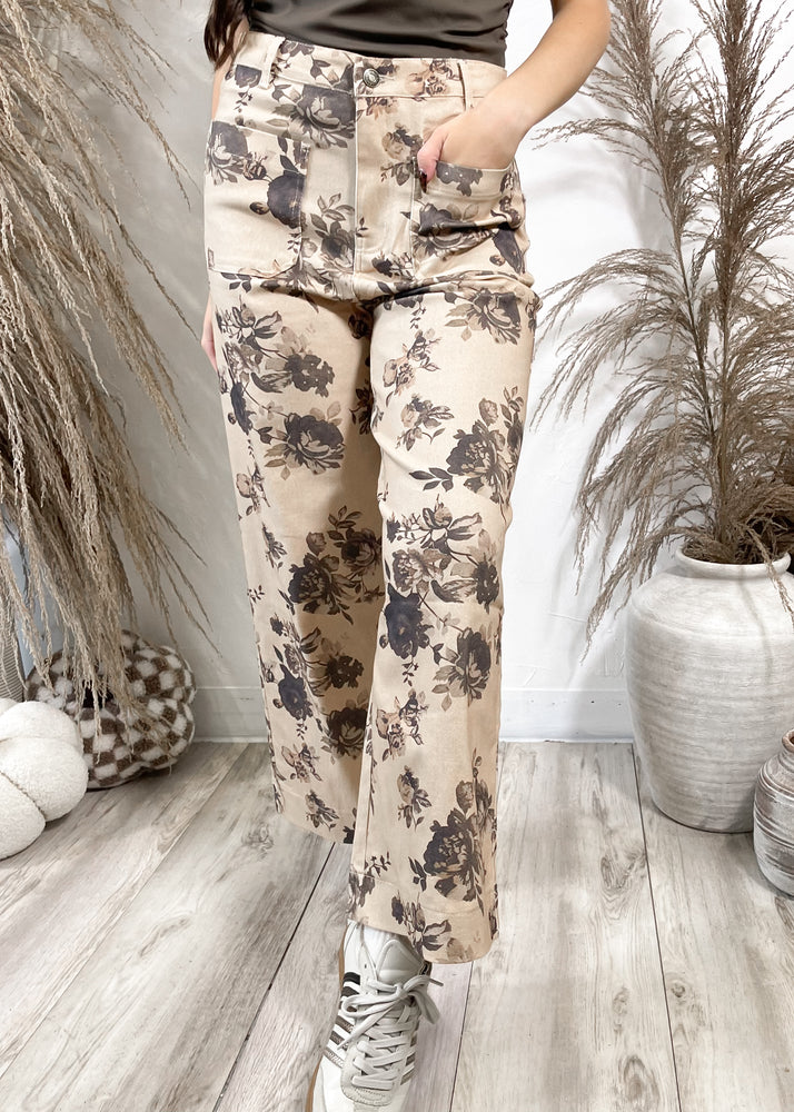 Fireside Muse Floral Pants | Taupe