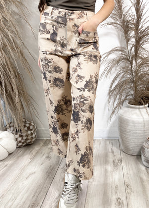 Fireside Muse Floral Pants | Taupe