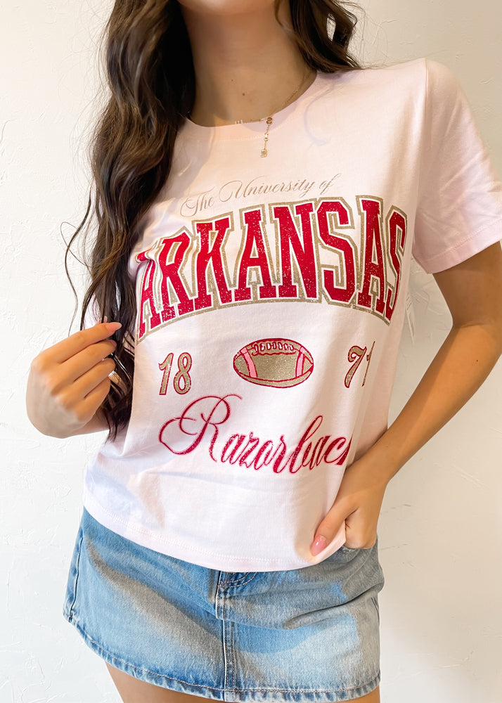 Livy Lu Arkansas Razorbacks Wave Arch Ellie Perfect Tee | Pink