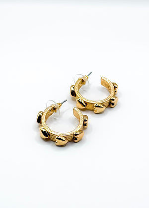 Heart Stamp Gold Hoop Earring