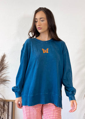 It's A Good Life - Mineral Wash Pullover (Deep Ocean)