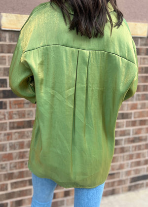 Reflective Two Tone Button Up | Green