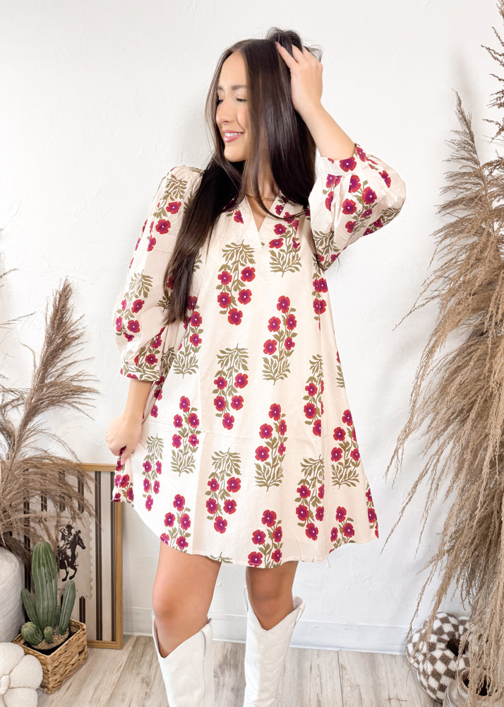 Cider Dahlia Floral Dress
