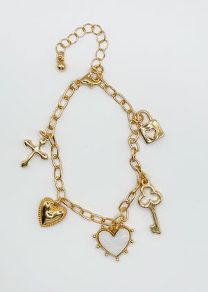 Key Locket Charm Bracelet