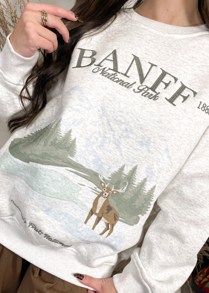 Banff National Park Long Sleeve Fleece Sweatshirt | Melange