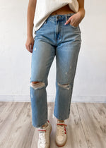 HIDDEN TRACEY HIGH RISE CROPPED STRAIGHT JEAN | MEDIUM