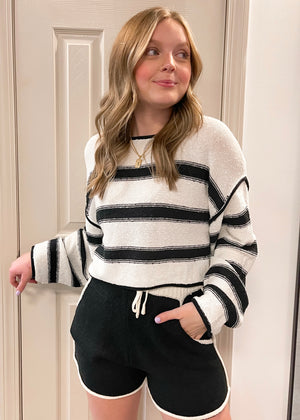 Believe The Stripe Cropped Sweater