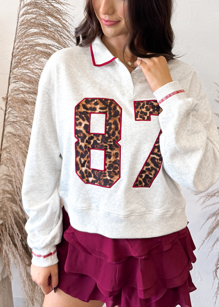 Wildly Cozy 87 Cropped Varsity Sweatshirt | Gray