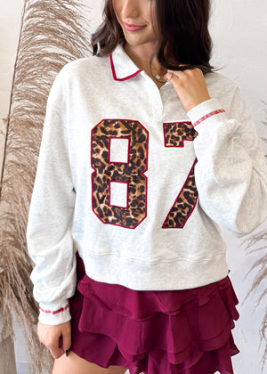Wildly Cozy 87 Cropped Varsity Sweatshirt | Gray