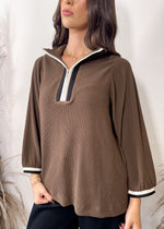 Toasty Chestnut Quarter Zip Top | Brown