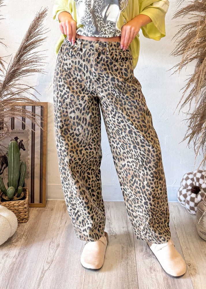 Thrill Seeker Leopard Barrel Jean