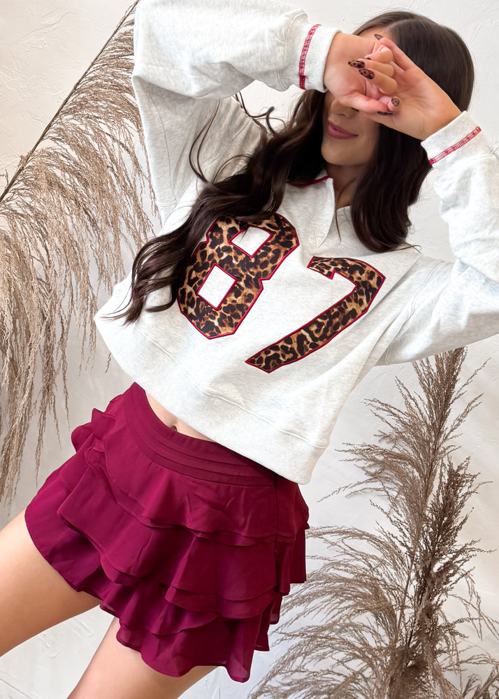 Wildly Cozy 87 Cropped Varsity Sweatshirt | Gray