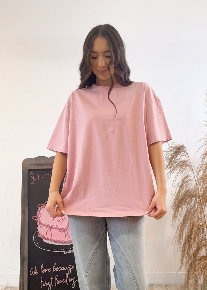 Let It Out Oversized Basic Tee | Bubble Gum