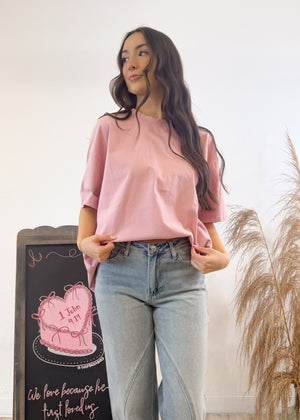 Let It Out Oversized Basic Tee | Bubble Gum