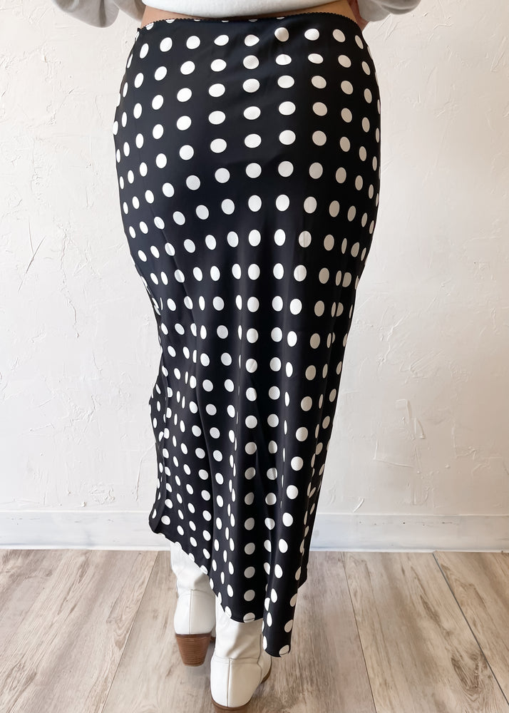 Chapel Bells Polkadot Maxi Skirt | Black
