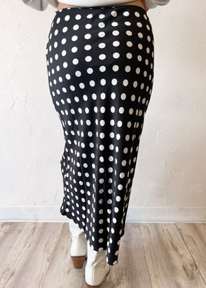 Chapel Bells Polkadot Maxi Skirt | Black