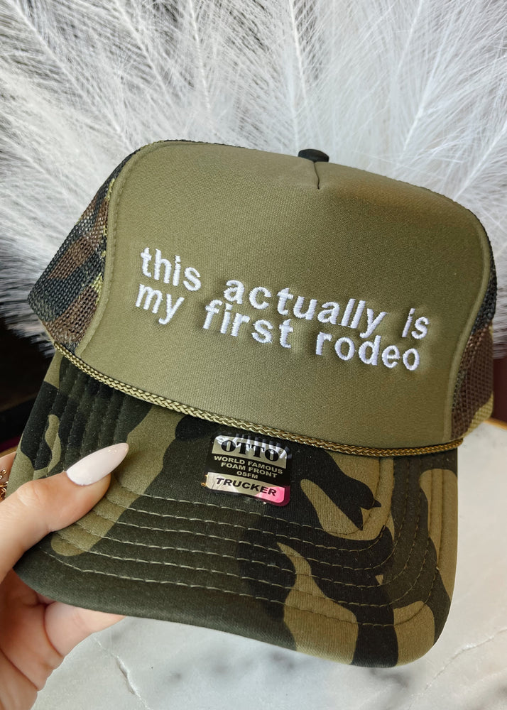 
            
                Load image into Gallery viewer, This Is Actually My First Rodeo Trucker Hat
            
        