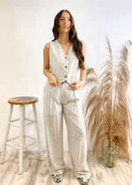 ILLA ILLA Pin Striped Vest & Pant Set | Natural