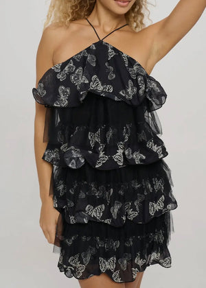 Meet Me In Santorini Butterfly Mini Dress | Black