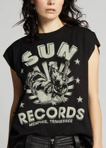 Recycled Karma Sun Records Rooster Cut Sleeve Tee | Black