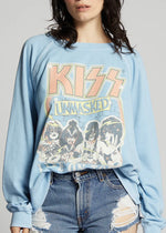 Recycled Karma KISS Unmasked Tour Sweatshirt | Washed Denim