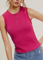 Jayla Basic Ribbed Sleeveless Top | Fuchsia