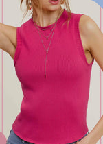 Jayla Basic Ribbed Sleeveless Top | Fuchsia